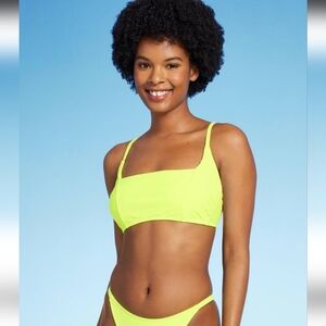 Women's Square Neck Bralette Bikini Top - Wild Fable Yellow XXS